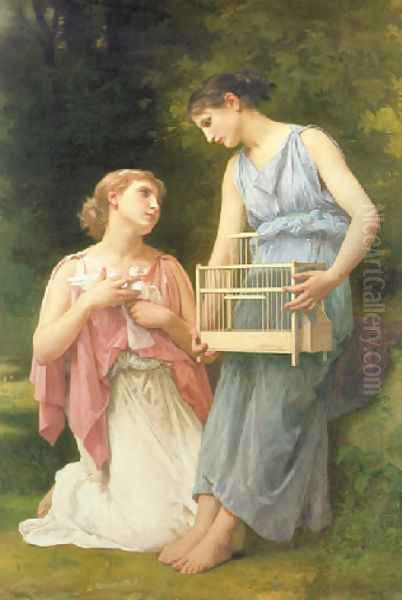 The dove fanciers Oil Painting by Elizabeth Jane Gardner Bouguereau