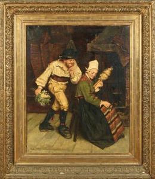 La Surprise De L'amoureux Oil Painting by Wilhelmina Zetterstrom