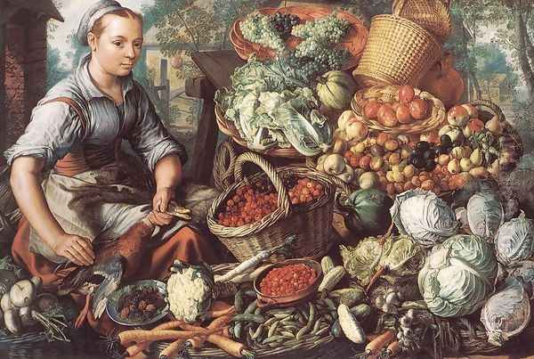 Market Woman with Fruit, Vegetables and Poultry 1564 Oil Painting by Joachim Beuckelaer