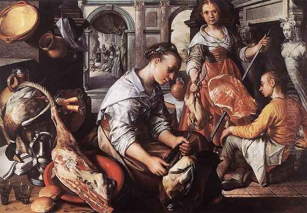 Christ in the House of Martha and Mary Oil Painting by Joachim Beuckelaer