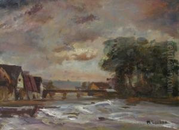 Isarbrucke Bei Munchen Oil Painting by Max Zettler