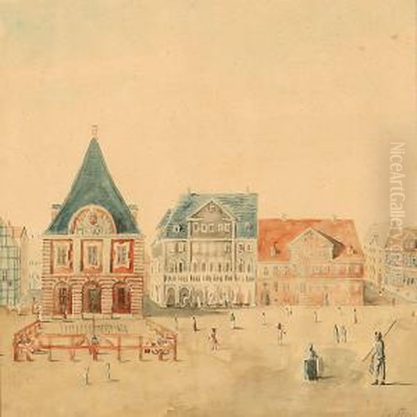 Hovevagten, Kongens Nytorv Oil Painting by Christian Olavius Zeuthen