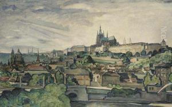 A View Of Prague Oil Painting by Jan Angelo Zeyer