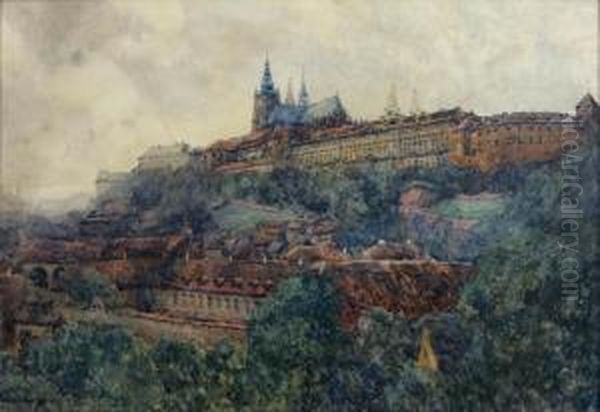 Hradcany Skyline Oil Painting by Jan Angelo Zeyer