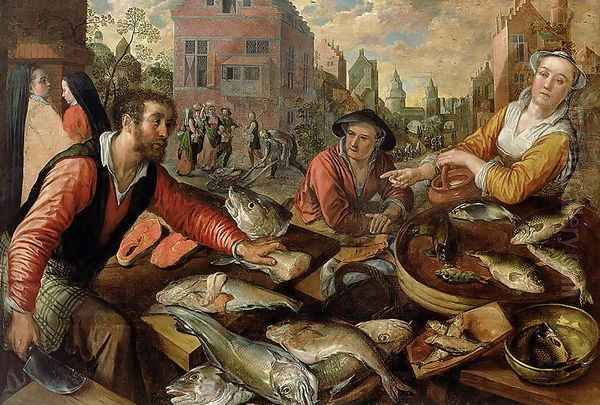 The Fish Market Oil Painting by Joachim Beuckelaer