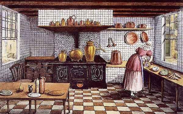 Kitchen of the Hotel St.Lucas, in the Hoogstraat, Rotterdam, 1834 Oil Painting by Mary Ellen Best