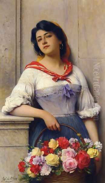 The Flower Girl Oil Painting by Eugene de Blaas