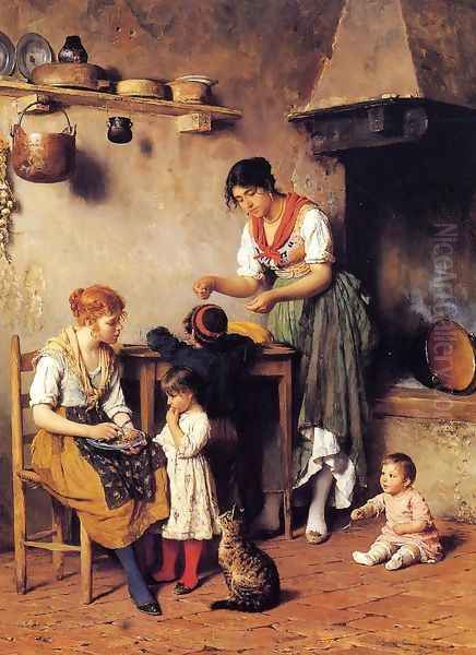 Mother's Little Helper Oil Painting by Eugene de Blaas