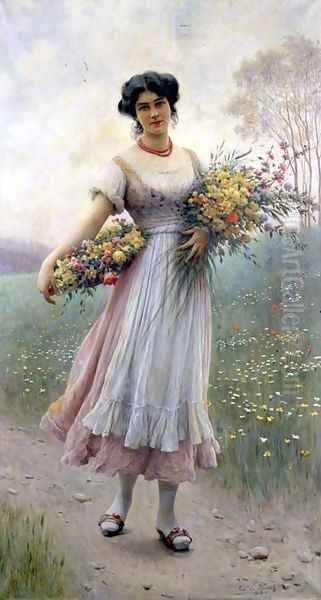 Spring Flowers Oil Painting by Eugene de Blaas