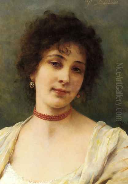 An Elegant Lady Oil Painting by Eugene de Blaas