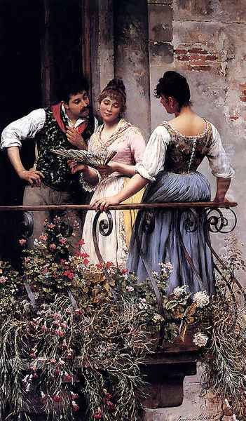 On The Balcony I Oil Painting by Eugene de Blaas