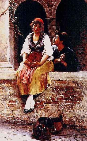 The Offer, 1887 Oil Painting by Eugene de Blaas