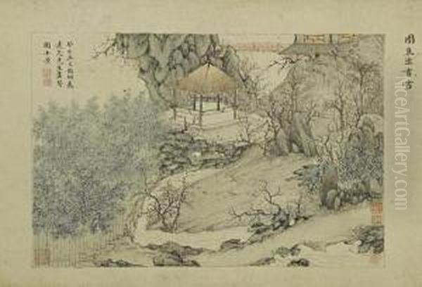 Scene In Fang Garden Oil Painting by Zhengming Wen