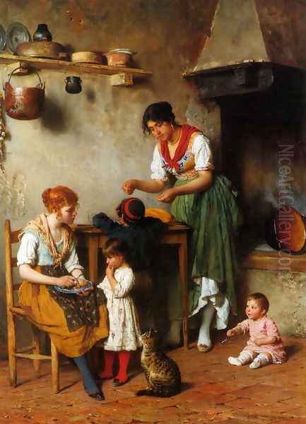 A Helping Hand Oil Painting by Eugene de Blaas