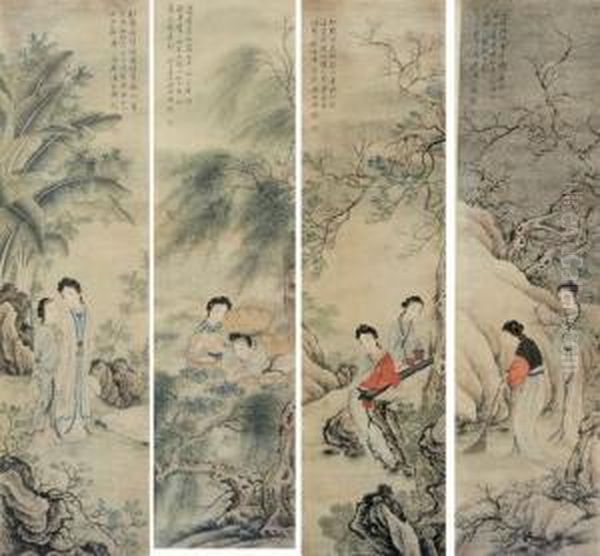 Beauties Of The Four Seasons Oil Painting by Pan Zhenyong