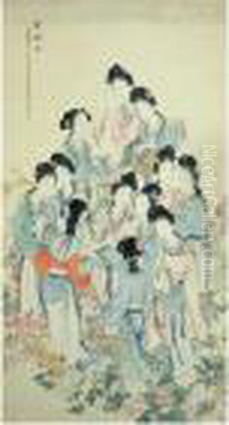 The Twelve Flower Goddesses Of The Twelve Months Oil Painting by Pan Zhenyong