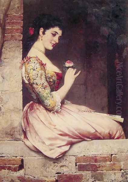 The Rose Oil Painting by Eugene de Blaas