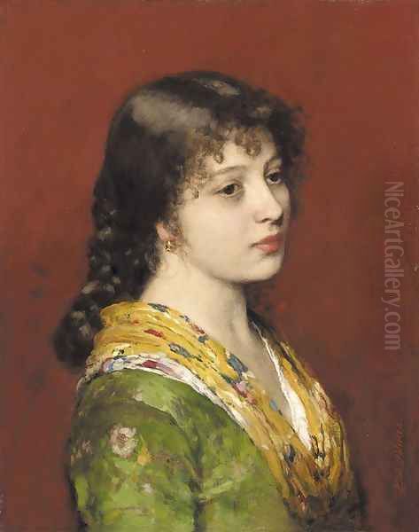 The Yellow Shawl Oil Painting by Eugene de Blaas