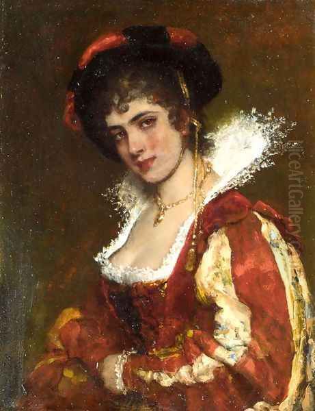 Portrait of a Venetian Lady Oil Painting by Eugene de Blaas