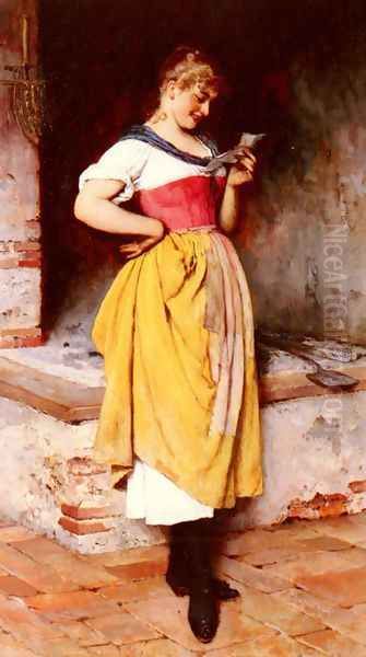 Good News Oil Painting by Eugene de Blaas