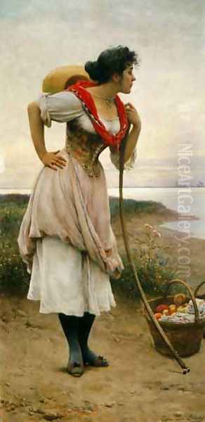 Fruit Vendor Oil Painting by Eugene de Blaas