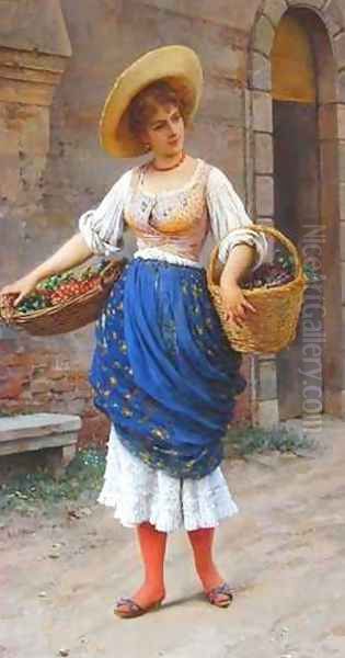 The Fruit Seller Oil Painting by Eugene de Blaas