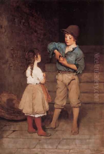 Zwei Kinder (Two Children) Oil Painting by Eugene de Blaas