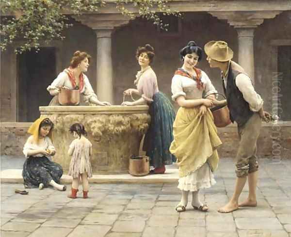 Gossiping at the Well Oil Painting by Eugene de Blaas