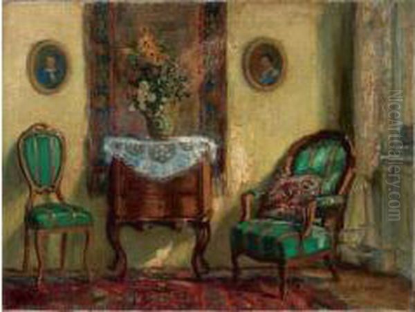 Interieur Oil Painting by Stanislas-Julianovitch Zhoukovski