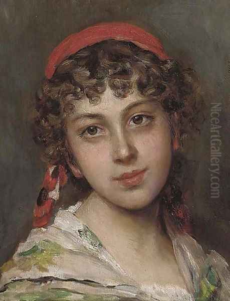 Portrait of a young girl Oil Painting by Eugene de Blaas