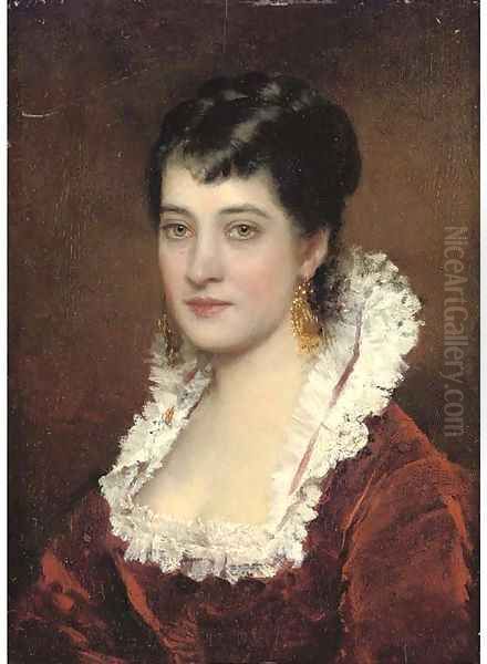 Portrait of a young woman Oil Painting by Eugene de Blaas