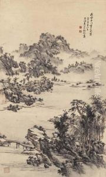 Landscape After Song Shimen Oil Painting by Zhu Lunhan