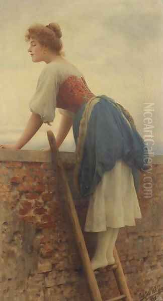 Die neugierige Jungfer Oil Painting by Eugene de Blaas