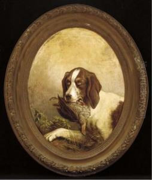 A Hound With A Partridge Oil Painting by Gustav Zick