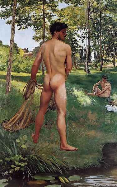 Fisherman with a Net Oil Painting by Frederic Bazille