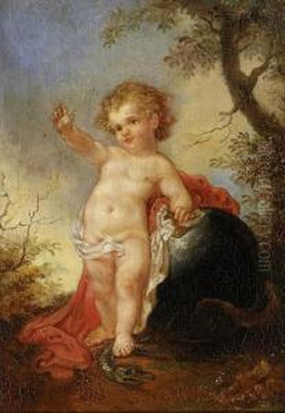 Baby Jesus With Snake And Globe Oil Painting by Januarius Zick