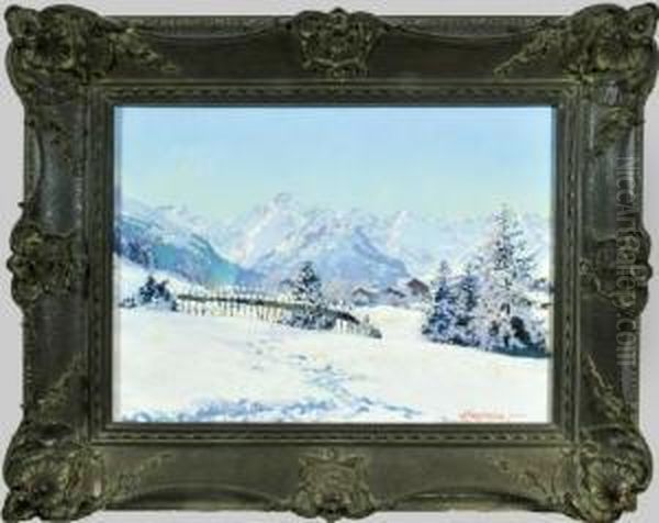 Oberstdorfer Winterlandschaft Oil Painting by Karl Ziegelmeier