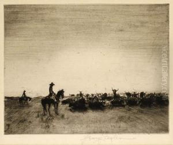 Cowboys Watching Oil Painting by Henry Bryan Ziegler