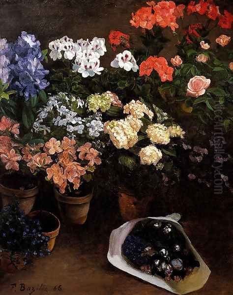 Study Of Flowers Oil Painting by Frederic Bazille