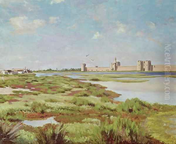 The City Walls of Aigues-Mortes 1867 Oil Painting by Frederic Bazille