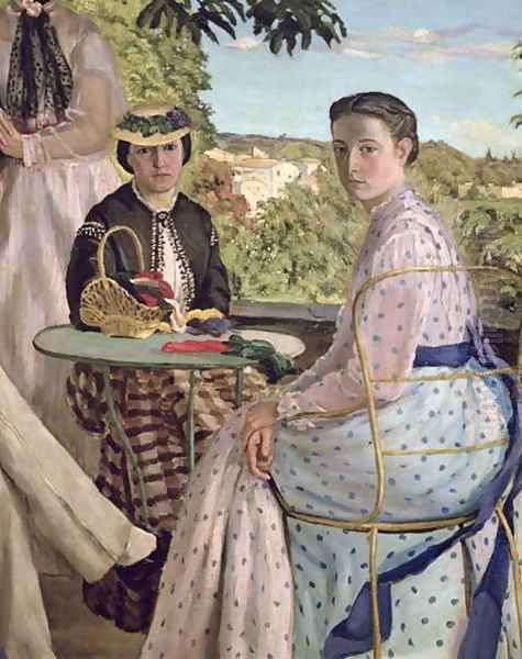 Family Reunion (detail of two women) 1867 Oil Painting by Frederic Bazille