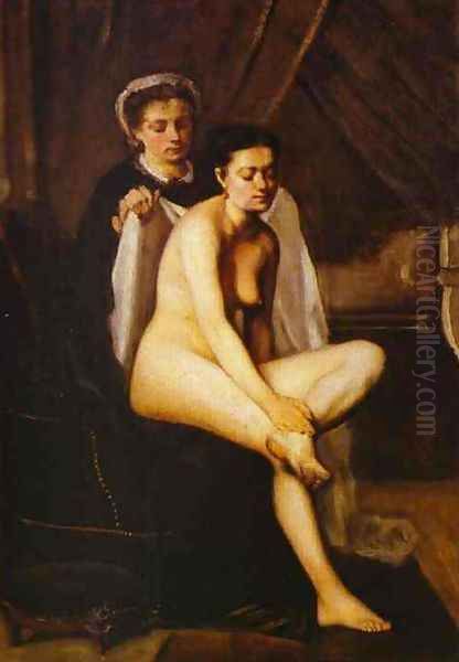 After the Bath Oil Painting by Frederic Bazille