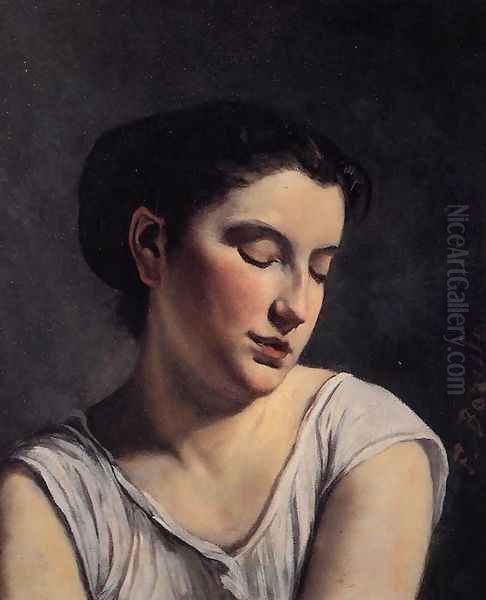 Young Woman with Lowered Eyes Oil Painting by Frederic Bazille