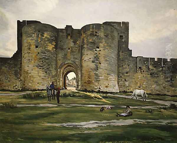 Porte de la Reine at Aigues Mortes 1867 Oil Painting by Frederic Bazille