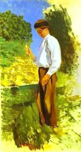 Louis Auriol Fishing 1870 Oil Painting by Frederic Bazille