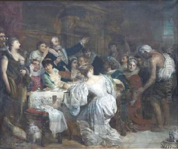 Le Banquet Oil Painting by Edouard Francois Zier