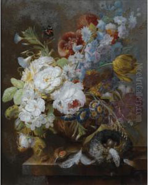 Nature Morte Au Vase De Fleurs Oil Painting by Georg Frederik Ziesel