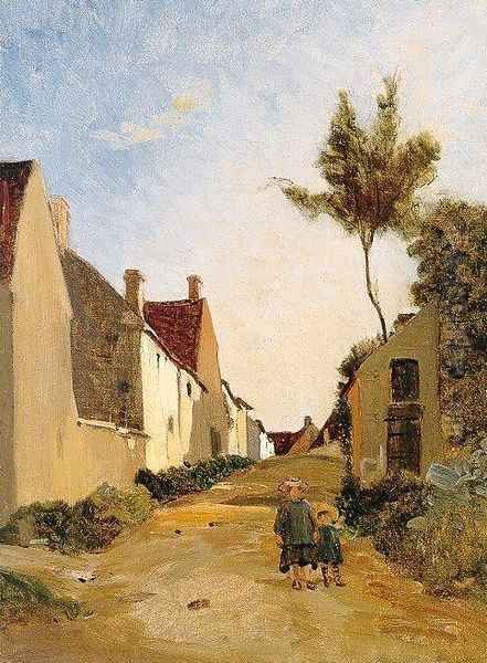 Village Street (aka Chailly) 1865 Oil Painting by Frederic Bazille