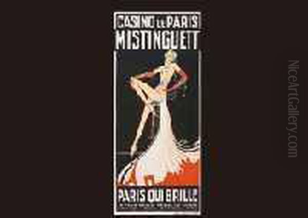 Casino De Paris, Mistinguett Oil Painting by Louis Gaudin Zig