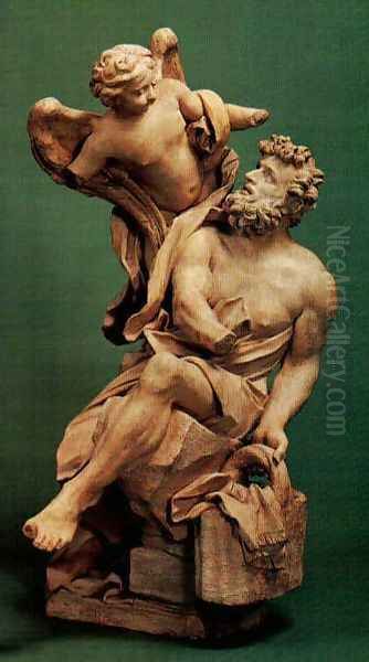 Habakkuk and the Angel Oil Painting by Gian Lorenzo Bernini